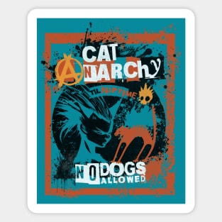 CAT ANARCHY - ORANGE & TEAL Sticker